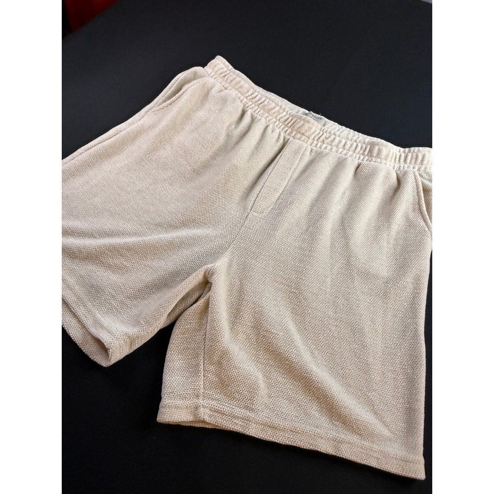 Massive Luxury Mens Cream Waffle Knit Lounge Shorts Size Large Off White Relaxed